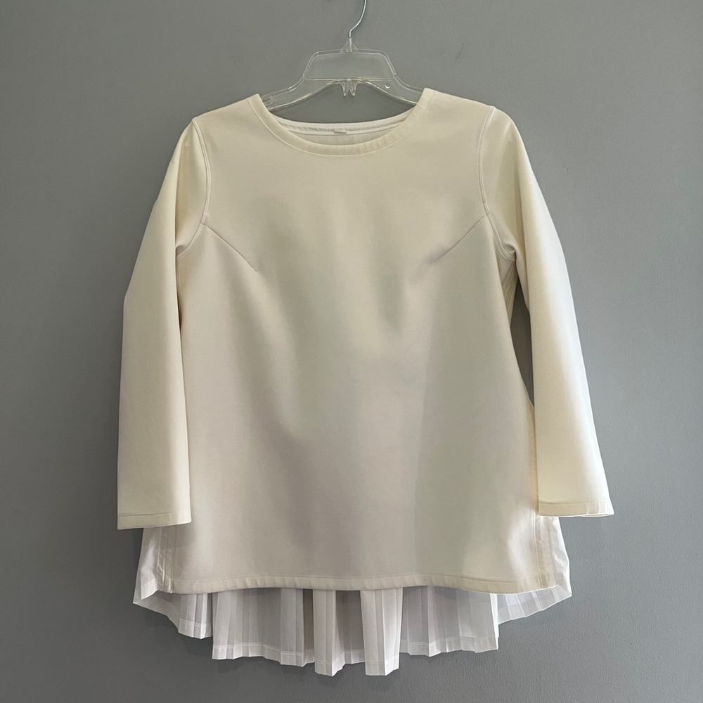Lululemon Pleat On Long Sleeve Cream W3K77S Pleated Back Top Womens‎ Size 6